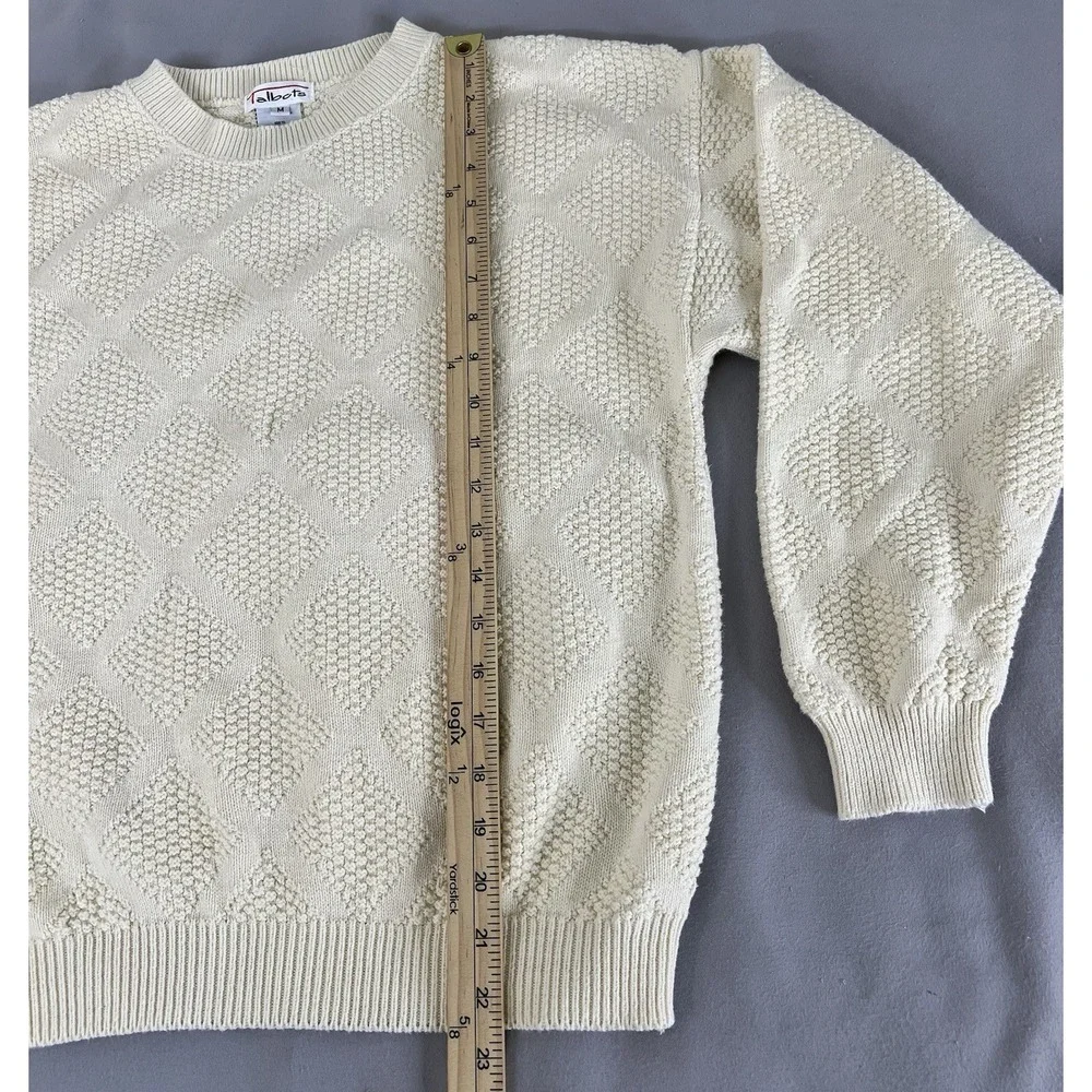 Vintage Talbots Ivory Rombo Women's Sz Medium Made USA ‎ Y2K